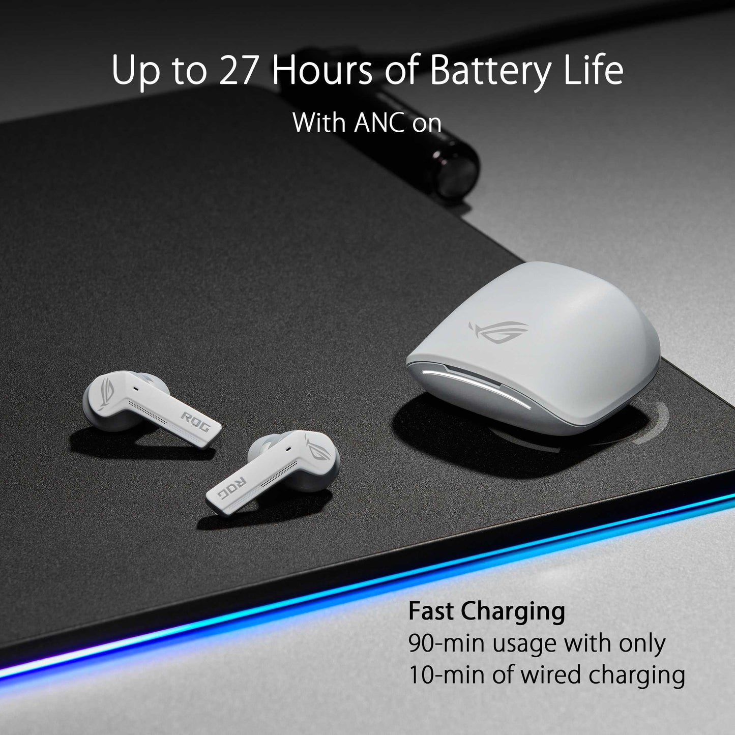 ASUS ROG CETRA True Wireless ANC Gaming Earphones - Moonlight White Edition