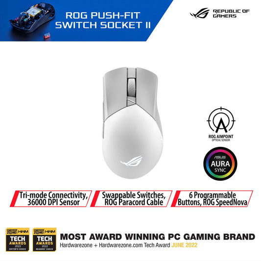 ASUS ROG GLADIUS III WL AIMPOINT Wireless Gaming Mouse - Moonlight White