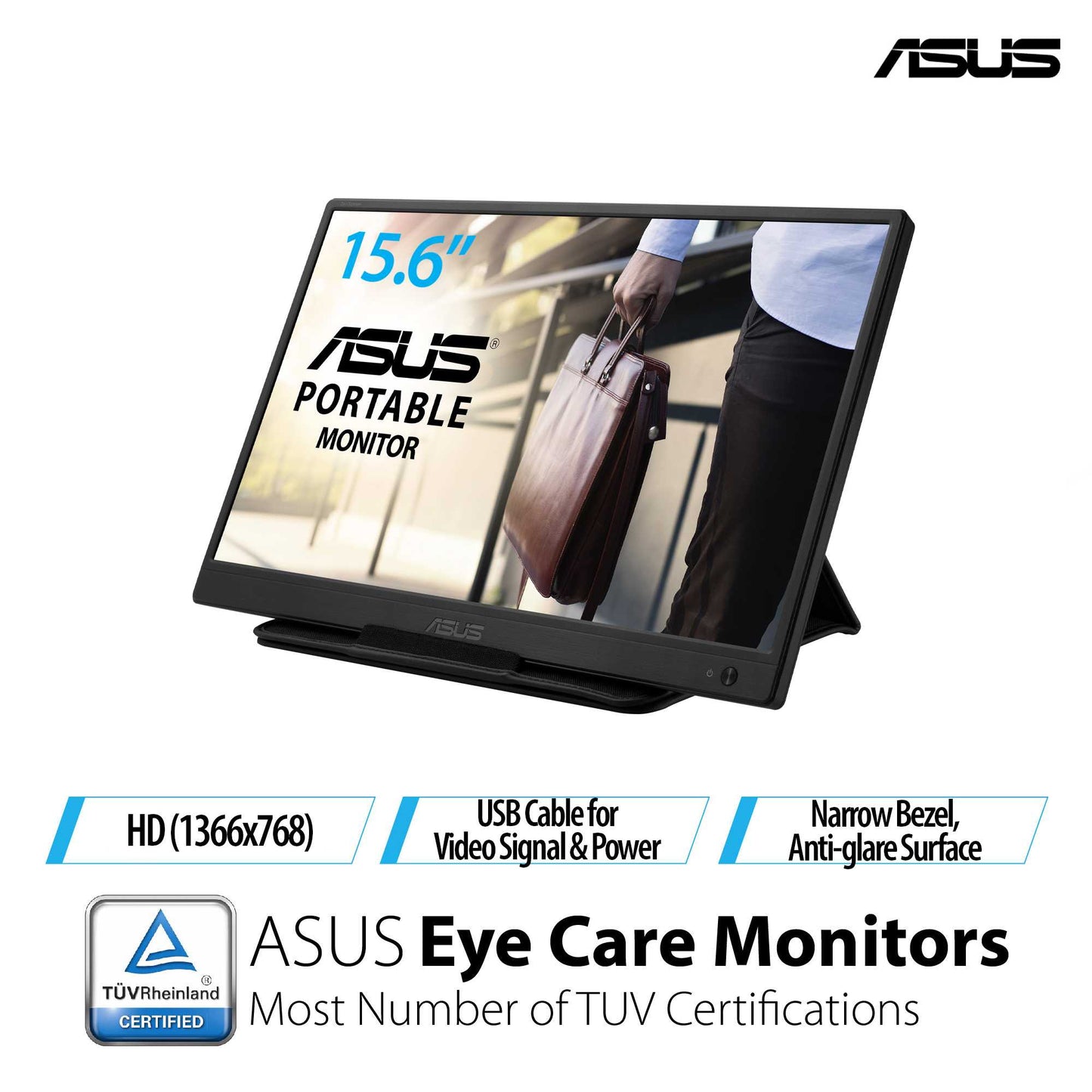 [Clearance/Box Damaged] ASUS MB165B 15.6" WXGA/60/TN10/TH (USB3.0) 1366x768/ZenScreen sleeve
