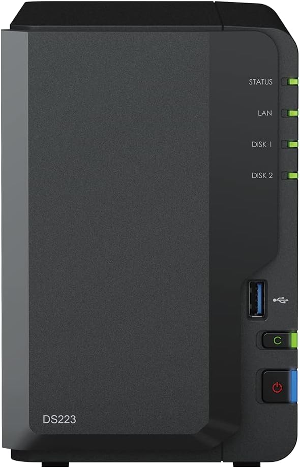 Synology 2-bay DiskStation , Realtek RTD1619B quad-core processor ,2GB DDR4 (non-upgradable)
