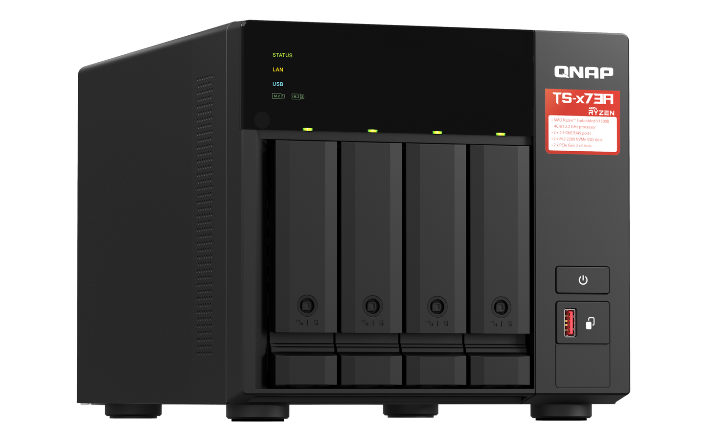 QNAP TS-473A-8G 4-Bay NAS AMD Ryzen quad-core 2.2 GHz 2.5GbE NAS supports M.2 NVMe SSD