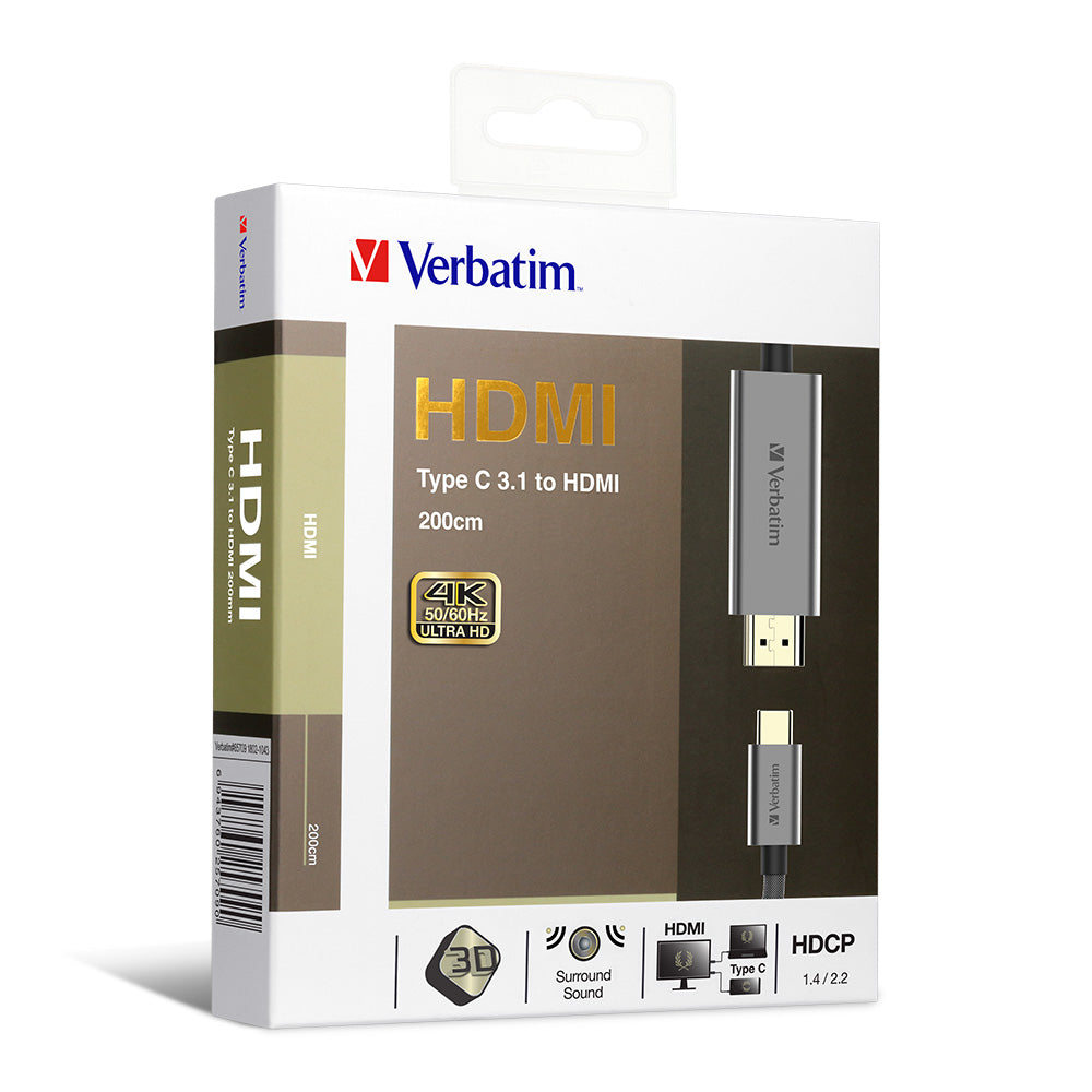 Verbatim 200cm Type-C 3.1 to 4K HDMI 2.0 Cable - VM-65709
