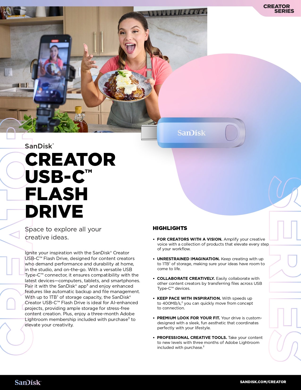 SanDisk® Creator USB-C™ Flash Drive [256GB/512GB/1TB]