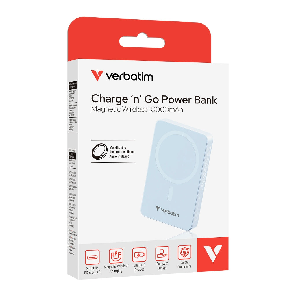Verbatim 10000 mAh Basic Magnetic Wireless 20W Power Pack (WPB10) - VM-32145