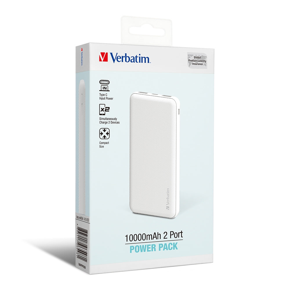 Verbatim 10000 mAh Grid Pattern Power Pack with Dual Input/Output (VAPPP058) - VM-66547/VM-66548