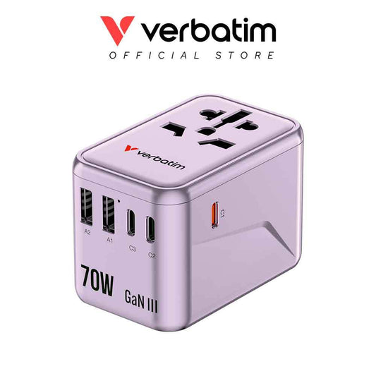 Verbatim 5-Port 70W GaN Travel Adapter - VM-30170/VM-30171/VM-30172